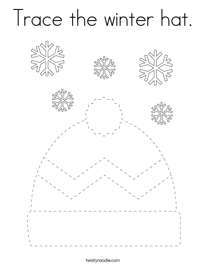 Trace the winter hat. Coloring Page