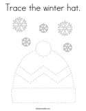 Trace the winter hat Coloring Page