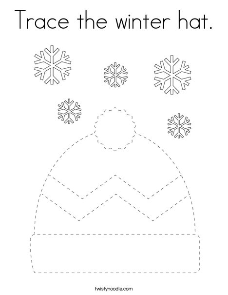 Trace the winter hat. Coloring Page