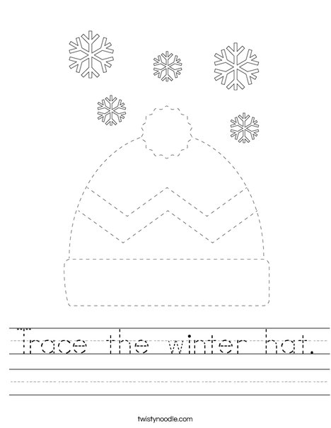trace the winter hat worksheet twisty noodle