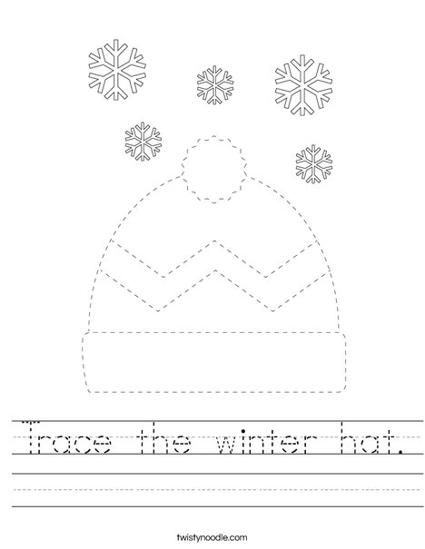 Trace the winter hat. Worksheet