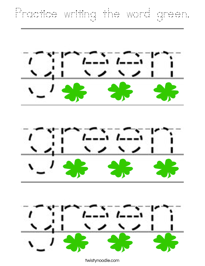 Practice writing the word green. Coloring Page