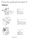 trace the words with the letter x worksheet twisty noodle