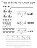 Trace and write the number eight Coloring Page