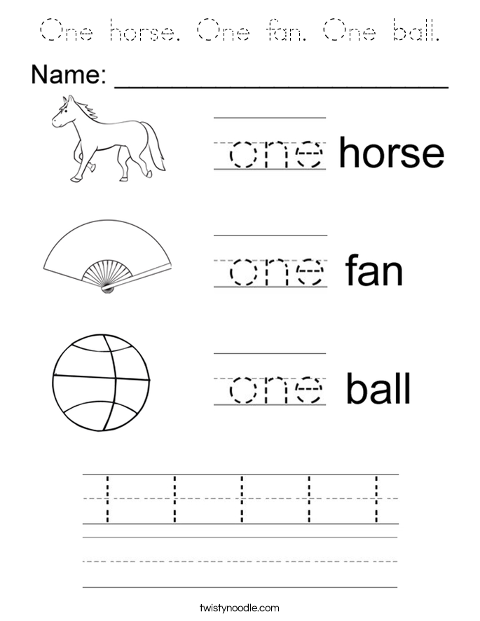 One horse. One fan. One ball. Coloring Page