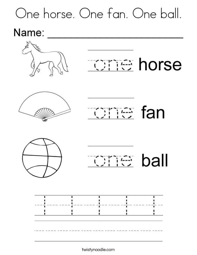 One horse. One fan. One ball. Coloring Page