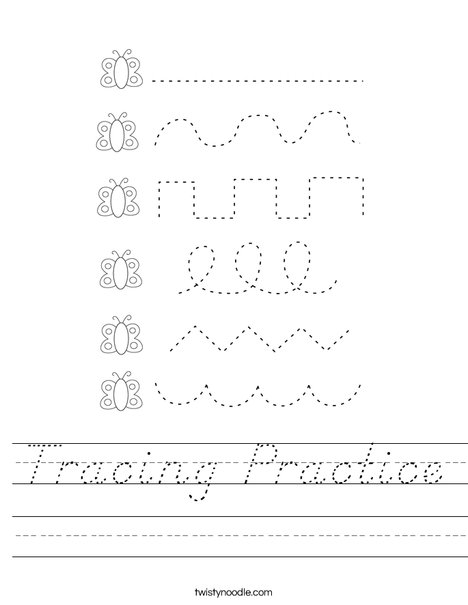 tracing practice worksheet dnealian twisty noodle