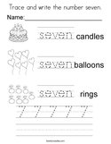 Trace and write the number seven Coloring Page