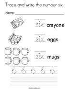Trace and write the number six Coloring Page