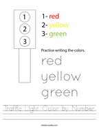 Traffic Light Color by Number Handwriting Sheet