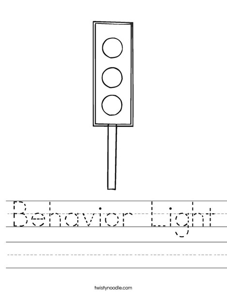 Behavior Light Worksheet - Twisty Noodle