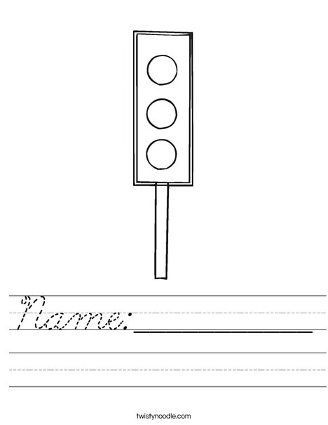 Traffic Light Worksheet