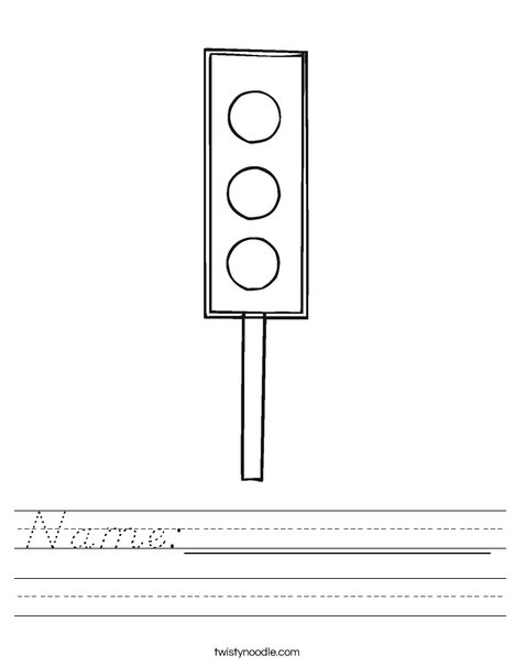 Traffic Light Worksheet