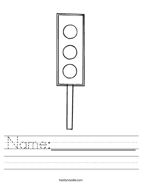 Traffic Light Worksheet
