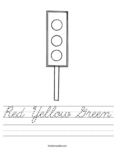 Traffic Light Worksheet