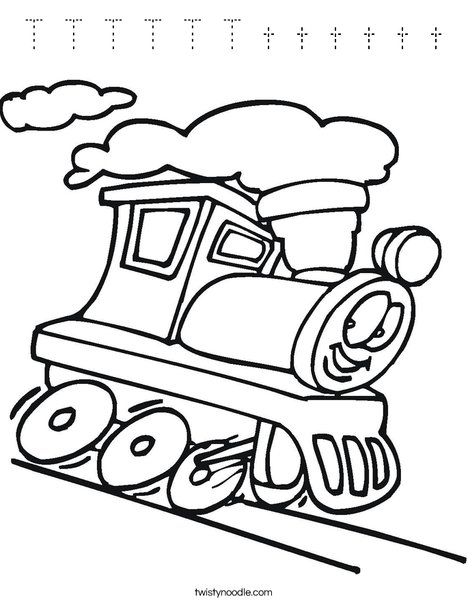 T is for Train Coloring Page