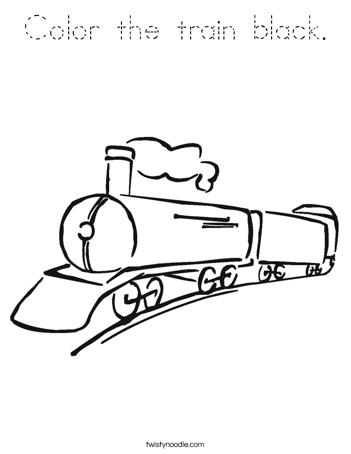 Color the train black. Coloring Page