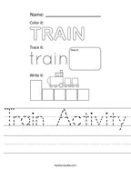 Train Activity Handwriting Sheet