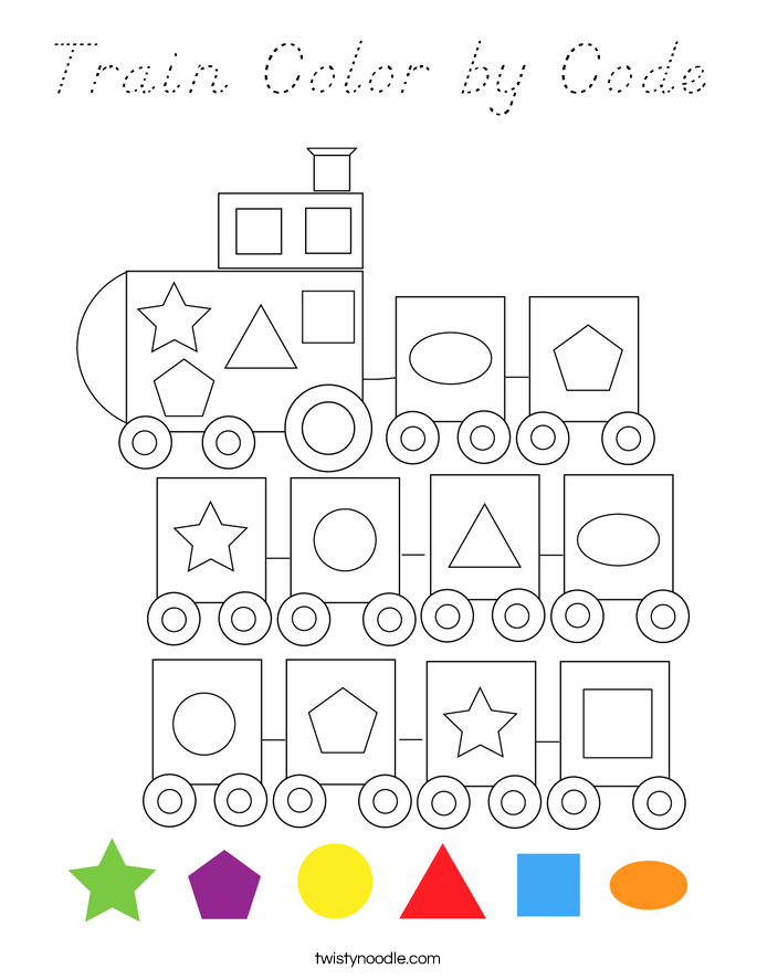 Train Color by Code Coloring Page