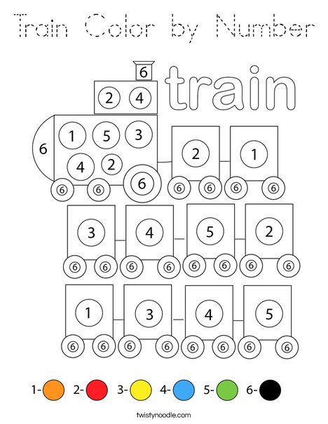 Train Color by Number Coloring Page