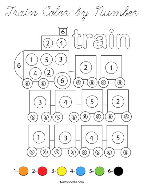 Train Color by Number Coloring Page