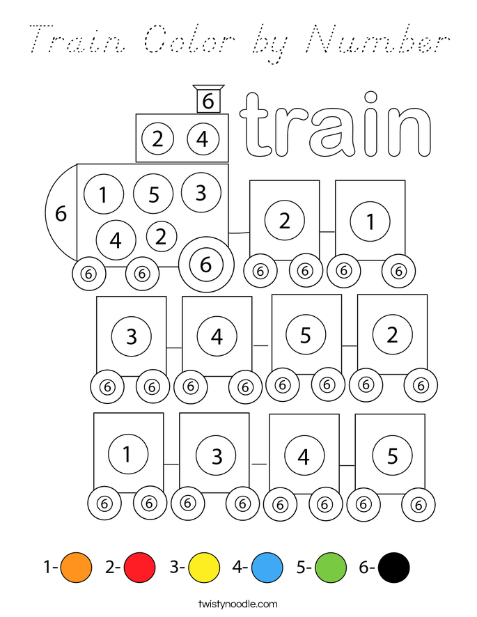 Train Color by Number Coloring Page