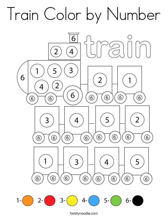 Train Color by Number Coloring Page
