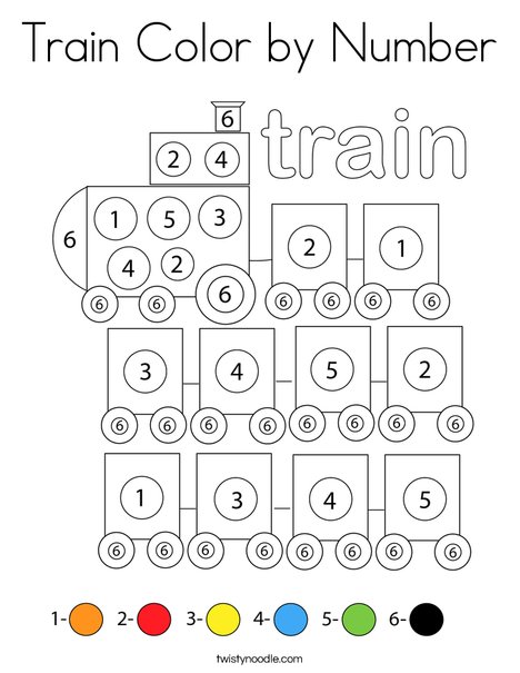 Train Color by Number Coloring Page