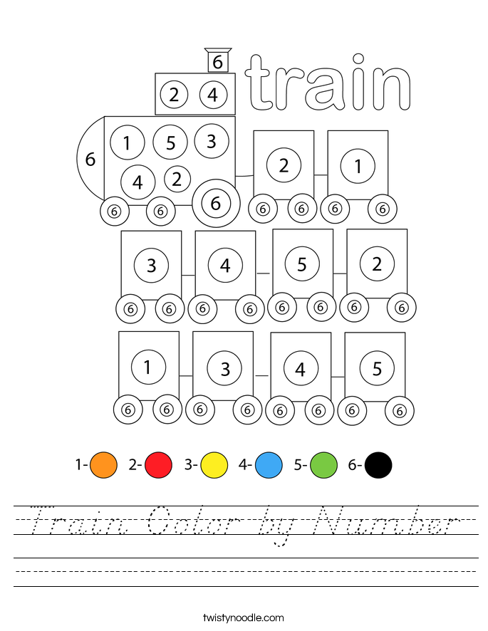 Train Color by Number Worksheet