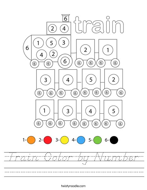 Train Color by Number Worksheet
