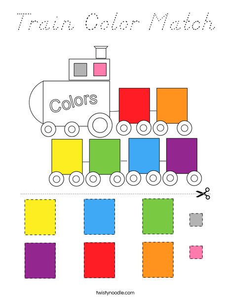 Train Color Match Coloring Page