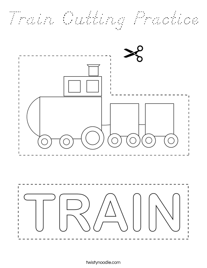 Train Cutting Practice Coloring Page