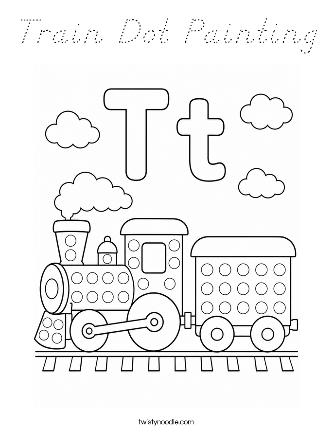Train Dot Painting Coloring Page