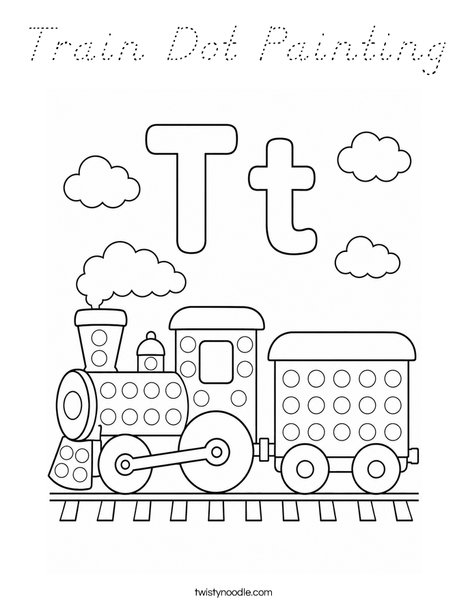 Train Dot Painting Coloring Page