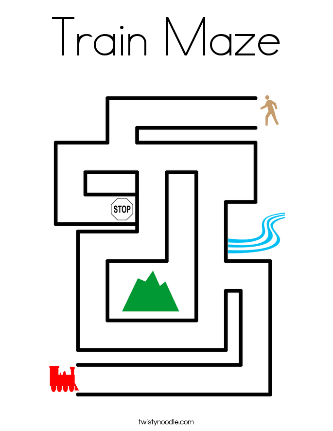 Train Maze Coloring Page