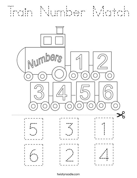 Train Number Match Coloring Page