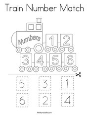 Train Number Match Coloring Page