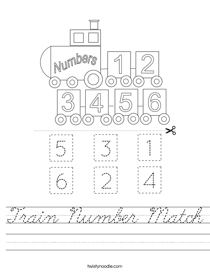 Train Number Match Worksheet