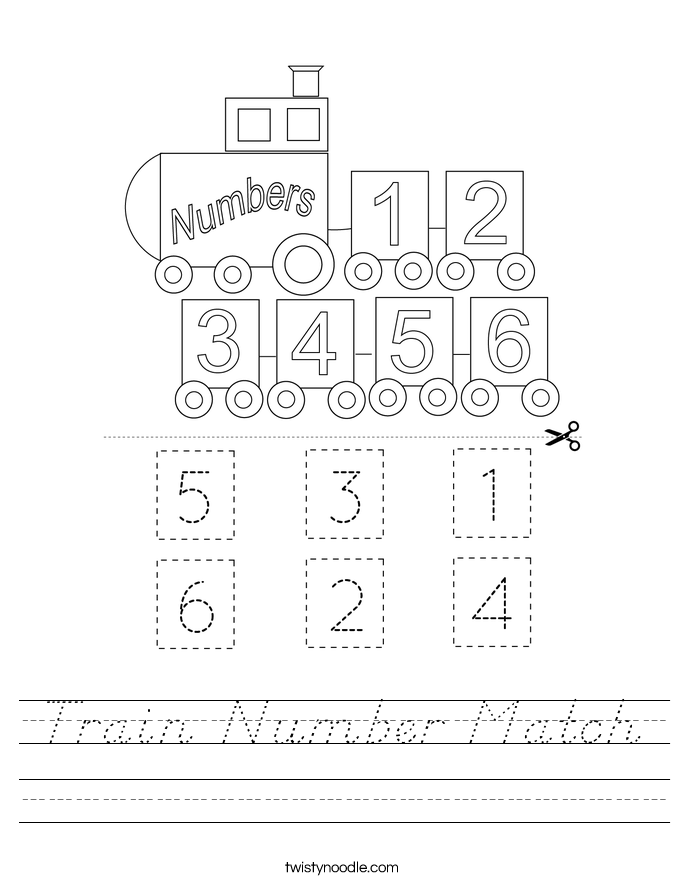 Train Number Match Worksheet