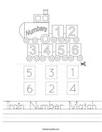 Train Number Match Handwriting Sheet
