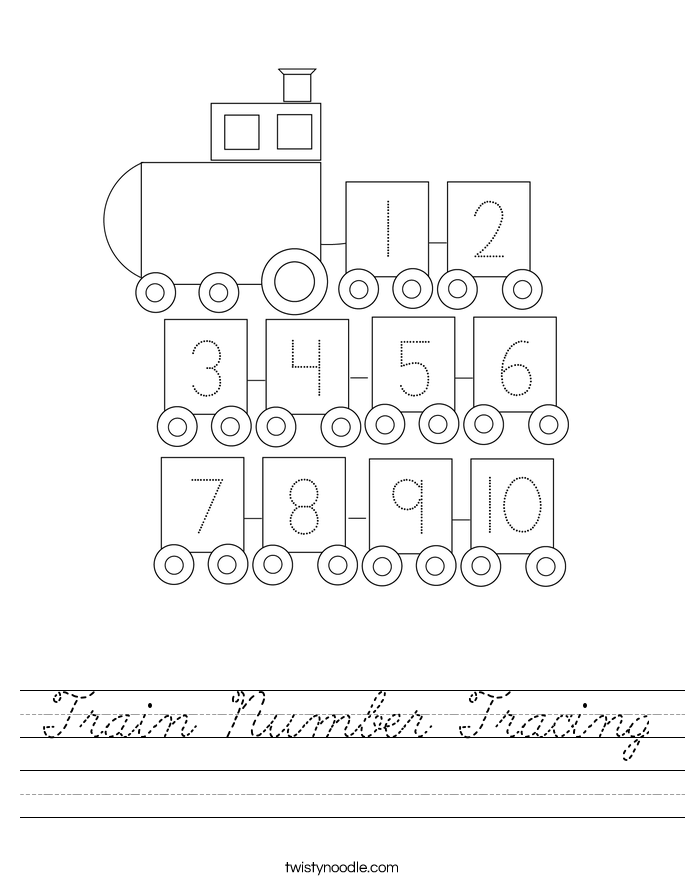 Train Number Tracing Worksheet