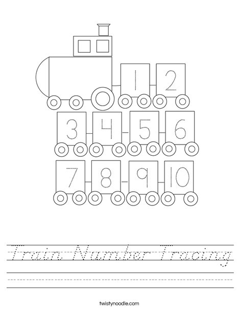 Train Number Tracing Worksheet