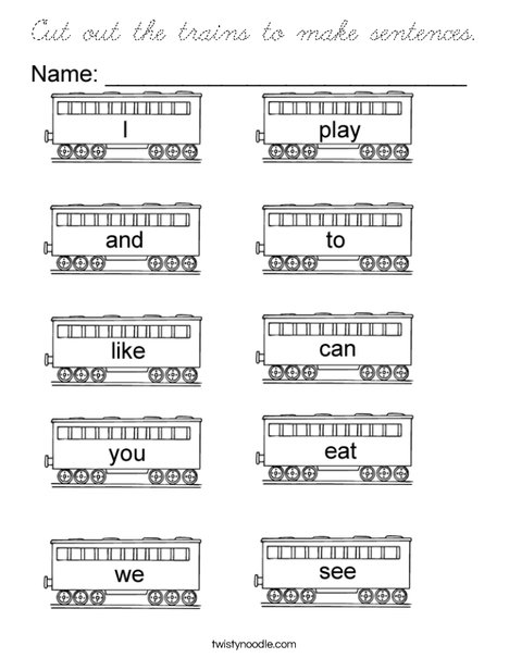 Train Sight Words Coloring Page