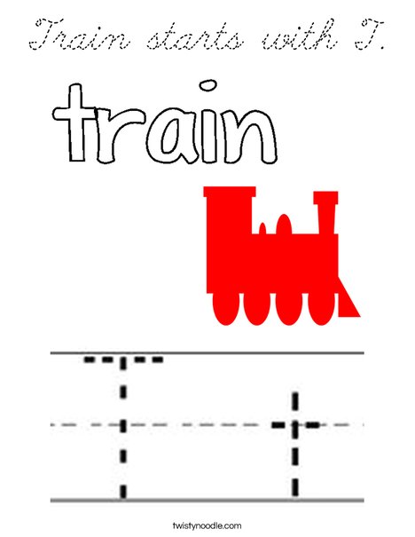 Train starts with T. Coloring Page