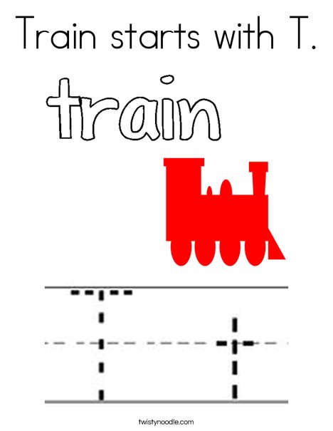 Train starts with T. Coloring Page