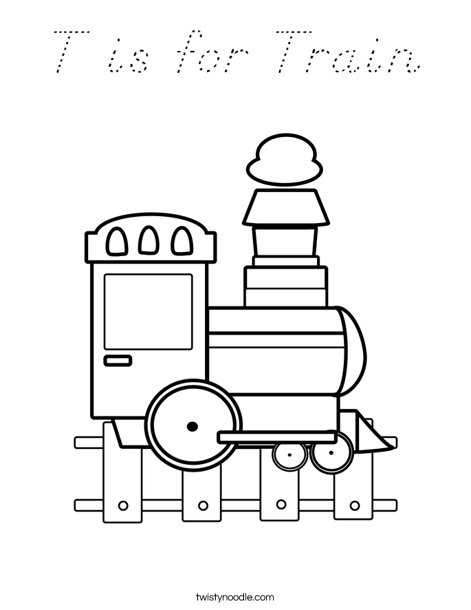 T is for Train Coloring Page