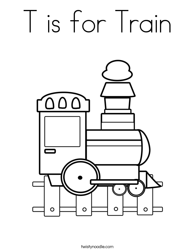 T is for Train Coloring Page