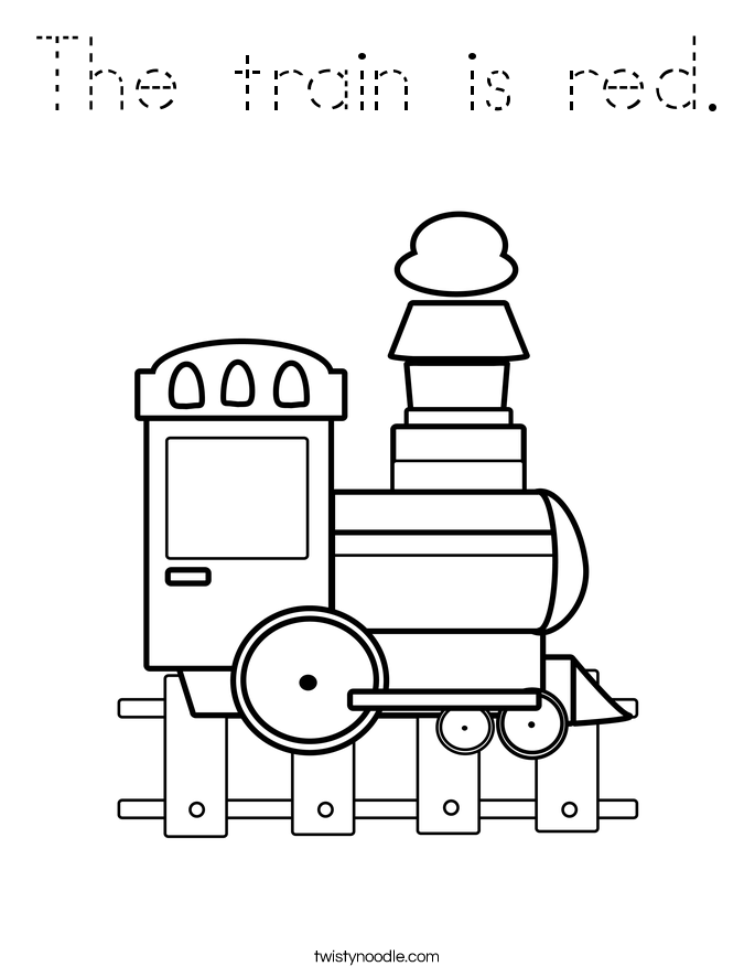 The train is red. Coloring Page