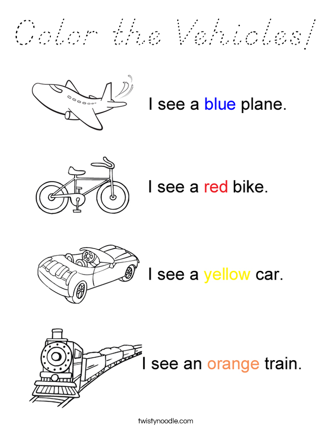 Color the Vehicles! Coloring Page