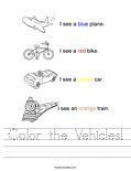 Color the Vehicles! Worksheet